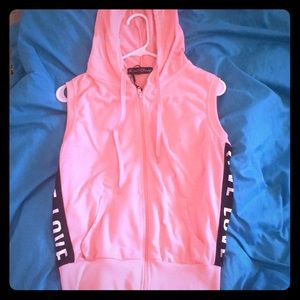 Pink and black love no sleeve sweater
